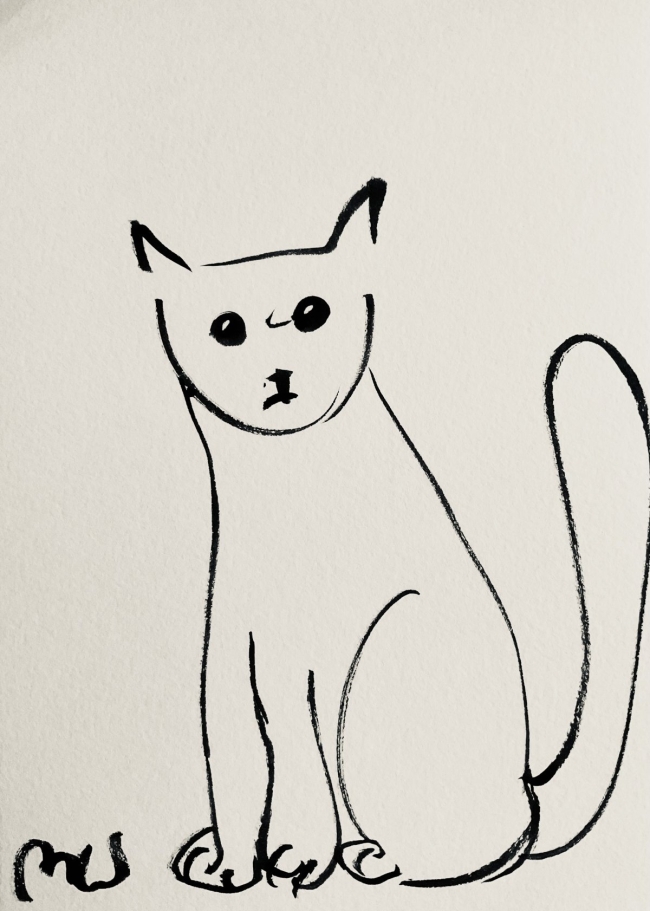 Chat surprise – Encre originale sur papier A5